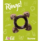 Чёрное эрекционное кольцо Rings Screw - Lola Games - в Ачинске купить с доставкой