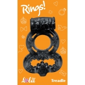 Чёрное эрекционное кольцо Rings Treadle с подхватом - Lola Games - в Ачинске купить с доставкой