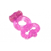 Розовое эрекционное кольцо Rings Treadle с подхватом - Lola Games - в Ачинске купить с доставкой