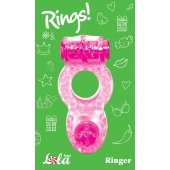 Розовое эрекционное кольцо с вибрацией Rings Ringer - Lola Games - в Ачинске купить с доставкой