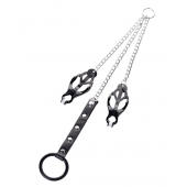 Черно-серебристые зажимы для сосков с кольцом для пениса TOYFA Metal - ToyFa - купить с доставкой в Ачинске