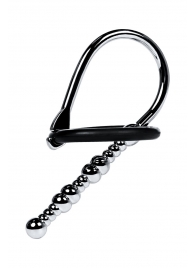 Серебристый уретральный плаг-бусины TOYFA Metal с мягким фиксириющим кольцом - ToyFa - купить с доставкой в Ачинске