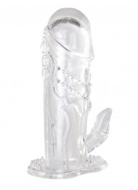 Прозрачная гелевая насадка с клиторальным отростком - 13 см. - Toyfa Basic - в Ачинске купить с доставкой