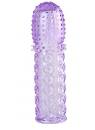 Насадка гелевая фиолетовая с точками, шипами и наплывами - 13,5 см. - Toyfa Basic - в Ачинске купить с доставкой