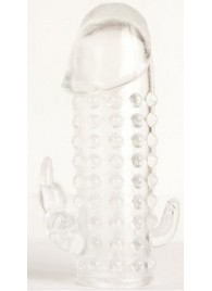 Гелевая прозрачная насадка с 2 отростками - 13 см. - Toyfa Basic - в Ачинске купить с доставкой