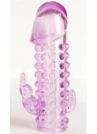 Закрытая фиолетовая насадка с 2 отростками - 13 см. - Toyfa Basic - в Ачинске купить с доставкой