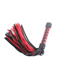 Черно-красная клеть с плетеной ручкой с ромбовидным узором - 45 см. - БДСМ Арсенал - купить с доставкой в Ачинске