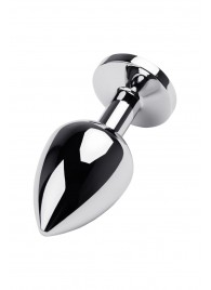 Серебристая коническая анальная пробка с красным кристаллом - 8 см. - ToyFa - купить с доставкой в Ачинске