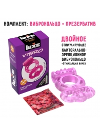 Розовое эрекционное виброкольцо Luxe VIBRO  Бархатный молот  + презерватив - Luxe - в Ачинске купить с доставкой