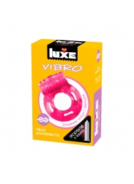 Розовое эрекционное виброкольцо Luxe VIBRO  Ужас Альпиниста  + презерватив - Luxe - в Ачинске купить с доставкой