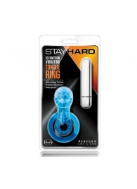 Голубое эрекционное виброкольцо 10 Function Vibrating Tongue Ring - Blush Novelties - в Ачинске купить с доставкой