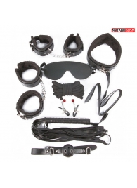 Большой игровой набор БДСМ: наручники, оковы, маска, кляп, плеть, ошейник с поводком, верёвка, зажимы для сосков - Notabu - купить с доставкой в Ачинске