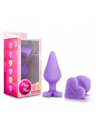 Фиолетовая анальная пробка Naughty Candy Heart Do Me Now - 8,9 см. - Blush Novelties - купить с доставкой в Ачинске