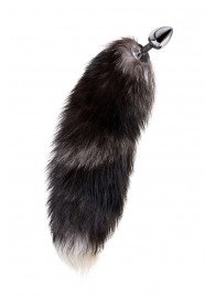 Серебристая металлическая анальная втулка с хвостом чернобурой лисы - размер S - ToyFa - купить с доставкой в Ачинске