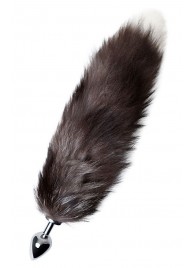 Серебристая металлическая анальная втулка с хвостом чернобурой лисы - размер S - ToyFa - купить с доставкой в Ачинске