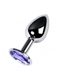 Серебристая конусовидная анальная пробка с фиолетовым кристаллом - 7 см. - ToyFa - купить с доставкой в Ачинске