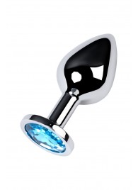 Серебристая конусовидная анальная пробка с голубым кристаллом - 8 см. - ToyFa - купить с доставкой в Ачинске