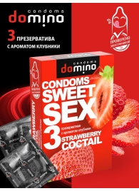 Презервативы для орального секса DOMINO Sweet Sex с ароматом клубничного коктейля  - 3 шт. - Domino - купить с доставкой в Ачинске