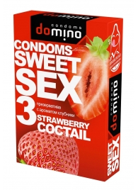 Презервативы для орального секса DOMINO Sweet Sex с ароматом клубничного коктейля  - 3 шт. - Domino - купить с доставкой в Ачинске