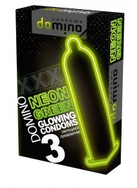 Презервативы DOMINO Neon Green со светящимся в темноте кончиком - 3 шт. - Domino - купить с доставкой в Ачинске