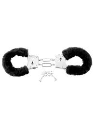 Меховые чёрные наручники Beginner s Furry Cuffs - Pipedream - купить с доставкой в Ачинске