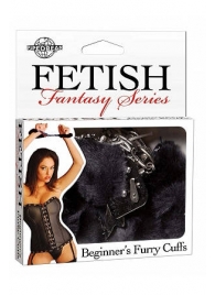 Меховые чёрные наручники Beginner s Furry Cuffs - Pipedream - купить с доставкой в Ачинске