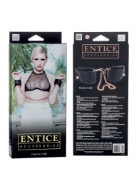 Черные мягкие наручники Entice French Cuffs с цепью - California Exotic Novelties - купить с доставкой в Ачинске