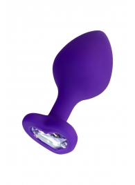 Фиолетовая анальная втулка Diamond Heart с прозрачным кристаллом - 8 см. - ToyFa - купить с доставкой в Ачинске