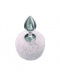 Серебристая анальная пробка с белым пушистым хвостиком Twinkle - Lola Games - купить с доставкой в Ачинске