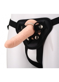 Телесный страпон на черных трусиках STRAP ON REAL DILDO - 20 см. - Dream Toys - купить с доставкой в Ачинске