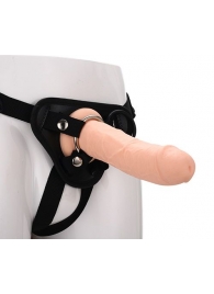 Черные трусики с телесной насадкой STRAP ON REAL DILDO - 21 см. - Dream Toys - купить с доставкой в Ачинске