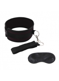 Черный ошейник с длинным поводком Collar and Leash Set - Lux Fetish - купить с доставкой в Ачинске