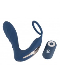 Синий вибростимулятор простаты с кольцом - 14,5 см. - Orion - в Ачинске купить с доставкой