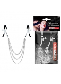 Оригинальные зажимы на соски с тройной цепочкой - Notabu - купить с доставкой в Ачинске