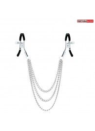 Оригинальные зажимы на соски с тройной цепочкой - Notabu - купить с доставкой в Ачинске