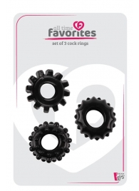 Набор из 3 черных эрекционных колец SET OF 3 COCKRINGS - Dream Toys - в Ачинске купить с доставкой