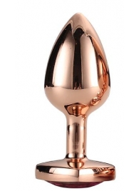 Золотистая анальная втулка с кристаллом-сердечком розового цвета - 7,1 см. - Dream Toys - купить с доставкой в Ачинске