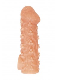 Телесная закрытая насадка с пучками шишечек Cock Sleeve Size S - 13,8 см. - KOKOS - в Ачинске купить с доставкой