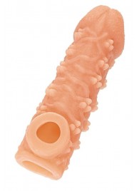 Телесная закрытая насадка с пучками шишечек Cock Sleeve Size S - 13,8 см. - KOKOS - в Ачинске купить с доставкой