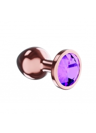 Пробка цвета розового золота с фиолетовым кристаллом Diamond Amethyst Shine S - 7,2 см. - Lola Games - купить с доставкой в Ачинске