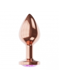 Пробка цвета розового золота с фиолетовым кристаллом Diamond Amethyst Shine S - 7,2 см. - Lola Games - купить с доставкой в Ачинске