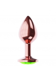 Пробка цвета розового золота с лаймовым кристаллом Diamond Emerald Shine S - 7,2 см. - Lola Games - купить с доставкой в Ачинске
