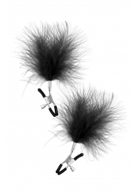 Зажимы на соски с черными пуховыми кисточками Sweet Caress Feather Nipple Clumps - Sweet Caress - купить с доставкой в Ачинске