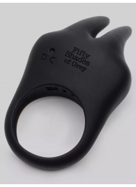 Черное эрекционное виброкольцо Sensation Rechargeable Vibrating Rabbit Love Ring - Fifty Shades of Grey - в Ачинске купить с доставкой