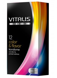 Цветные ароматизированные презервативы VITALIS PREMIUM color   flavor - 12 шт. - Vitalis - купить с доставкой в Ачинске