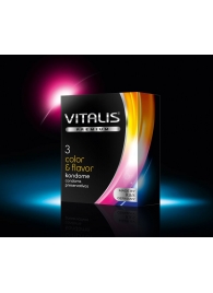 Цветные ароматизированные презервативы VITALIS PREMIUM color   flavor - 3 шт. - Vitalis - купить с доставкой в Ачинске