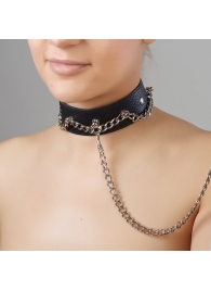 Чёрный ошейник из натуральной кожи - Sitabella - купить с доставкой в Ачинске