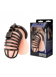 Черная металлическая клетка с замком Deluxe Chastity Cage - BlueLine - купить с доставкой в Ачинске