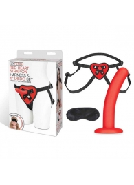 Красный поясной фаллоимитатор Red Heart Strap on Harness   5in Dildo Set - 12,25 см. - Lux Fetish - купить с доставкой в Ачинске