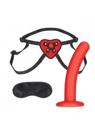 Красный поясной фаллоимитатор Red Heart Strap on Harness   5in Dildo Set - 12,25 см. - Lux Fetish - купить с доставкой в Ачинске